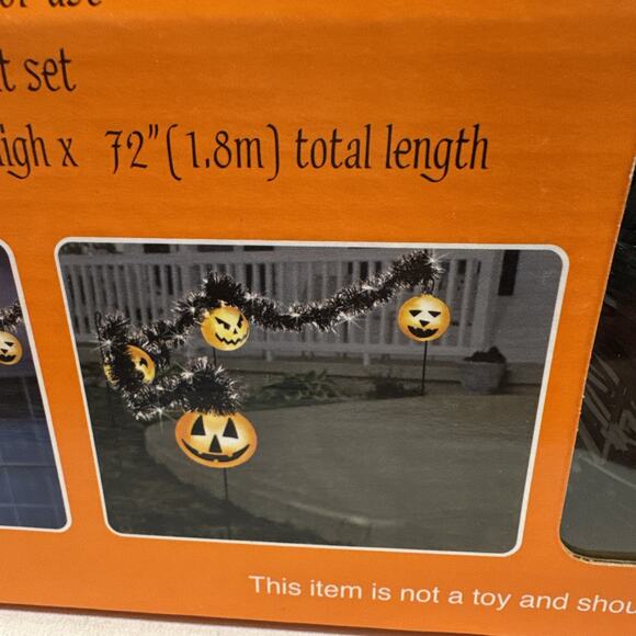 Vtg Gemmy Halloween lightes Tensil Garland Jack O’lantern 30 Light - Picture 2 of 5